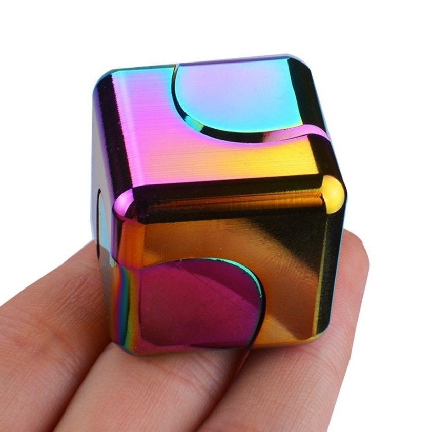Colorful Metal Cube Finger Spinner Rotatable Detachable Finger Cube Leisure Pastime Toy Gift