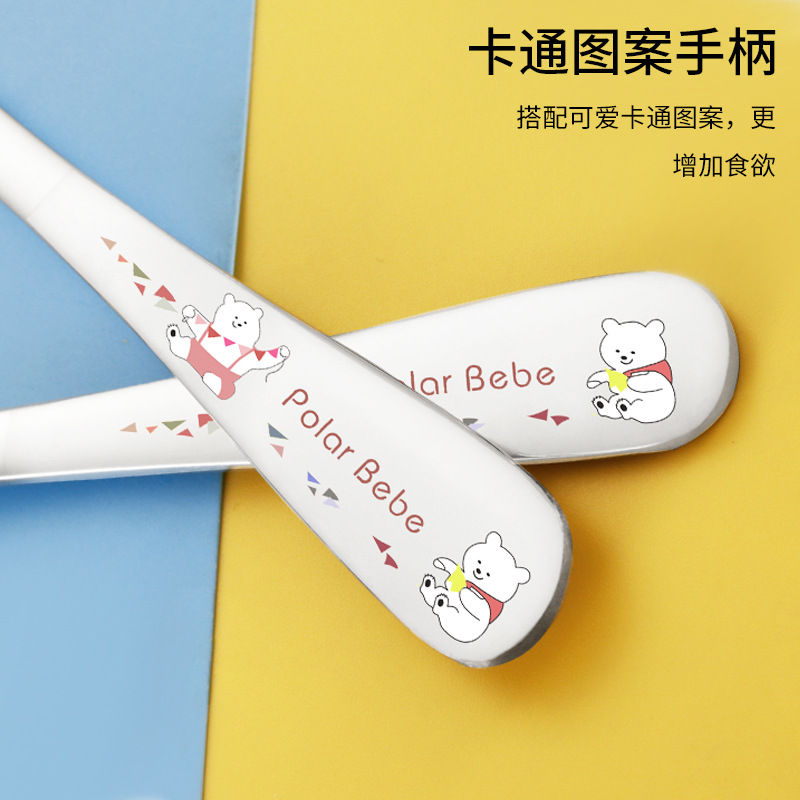 304 stainless steel children's spoon fork animal cartoon car cute baby food learning spoon