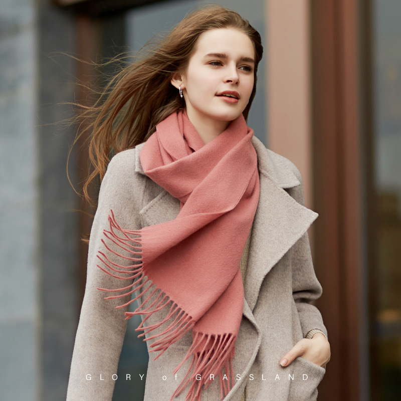 Inner Mongolia women's solid color wool scarf autumn and winter warm plain color small shawl warm neck warmer