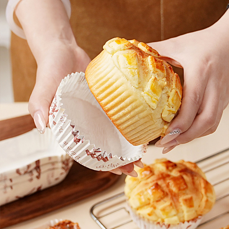 Bread paper cup high temperature resistant baking boat type thickened coating bottom tray hot dog pineapple bun oil-proof paper cup cake paper cup