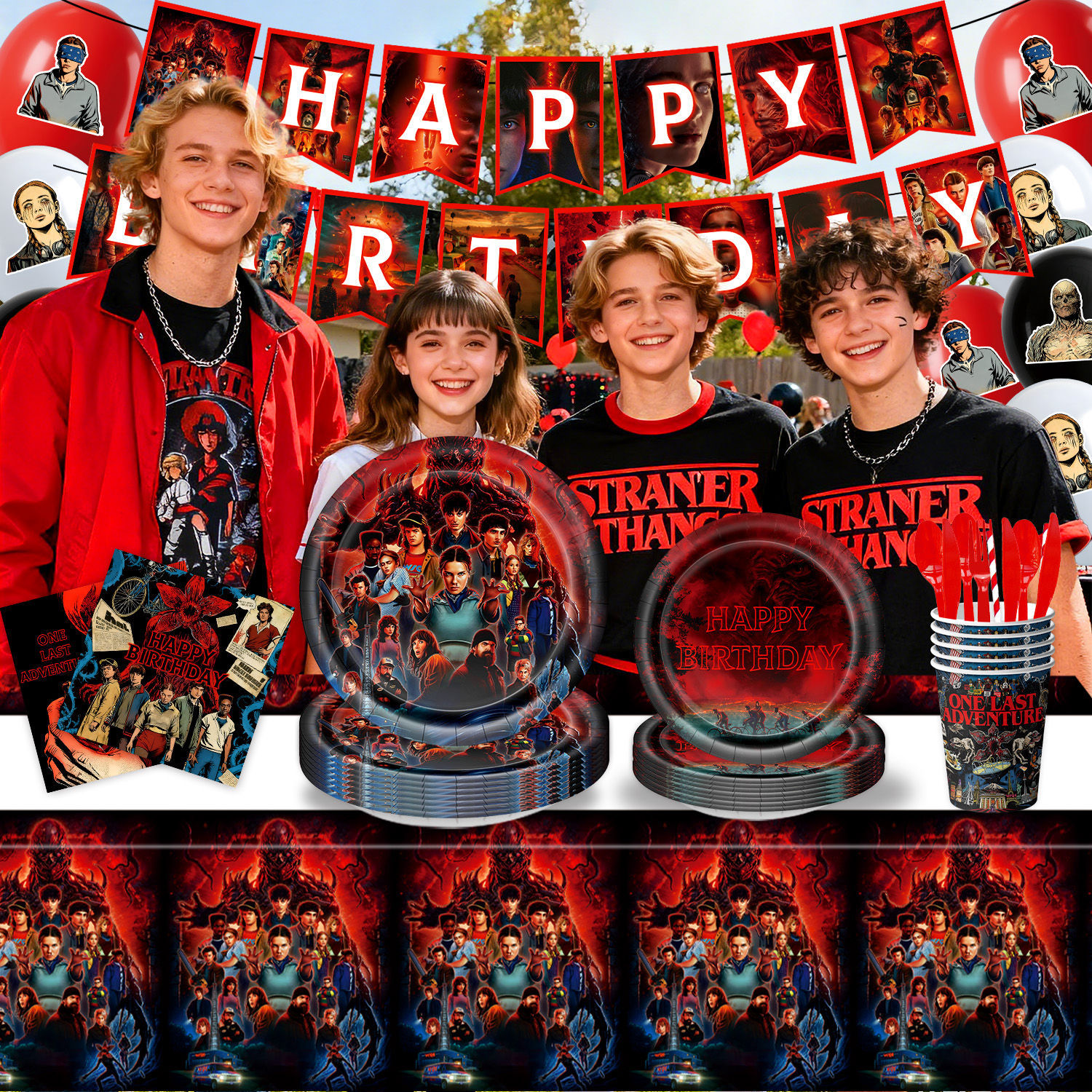 Stranger Things Theme Party Tableware Paper Plate Napkin Cake Decoration First Birthday Arrangement Supplies