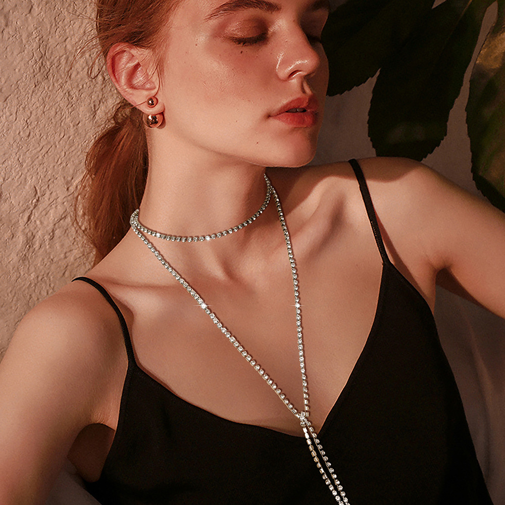 150CM choker necklace rhinestone bling party super shiny necklace