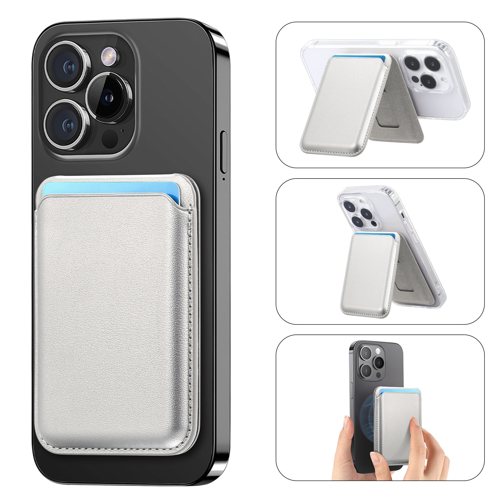For Apple 17 leather card case Magsafe strong magnetic up-down flip stand magnetic card case exquisite packaging
