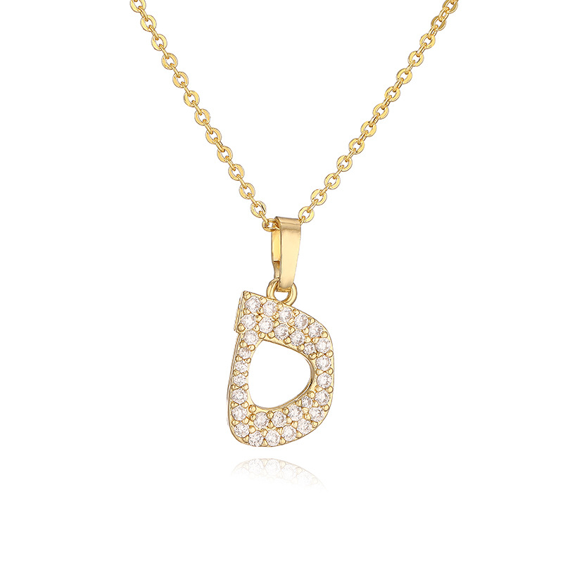 HECHENG Jewelry Copper Inlaid Zircon Arabic Letter Pendant Necklace Hip Hop Letter Choker