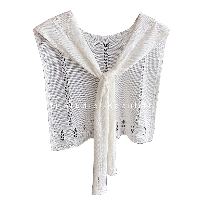 Outerwear knitted small shawl women off-white office air-conditioned room neck protection cape thin scarf matching shirt skirt