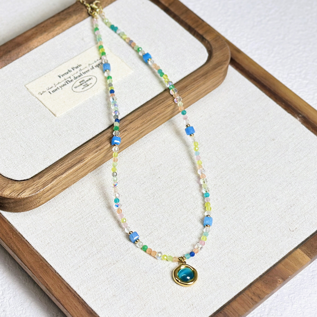 款式九：蓝色猫眼石项链