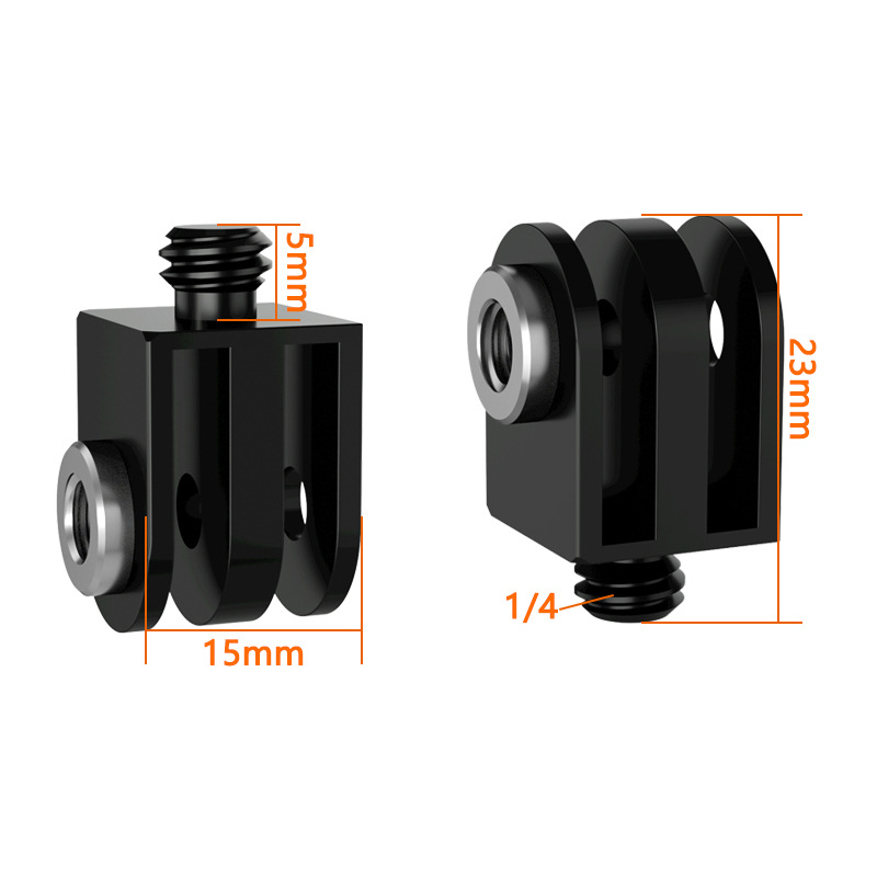 Aluminum alloy 1/4 to three-slot GORPO adapter 360ta360 accessory selfie stick camera conversion