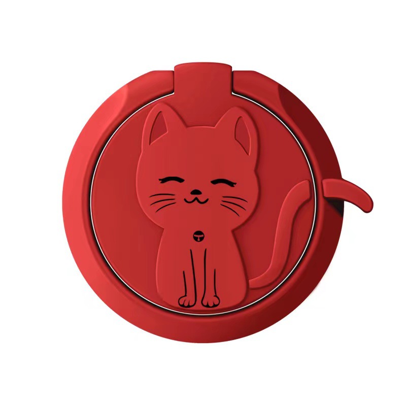 Metal ring phone stand back sticker cat cartoon animal alloy portable