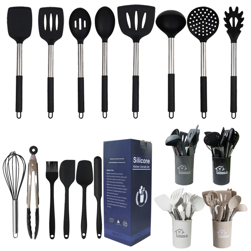 Silicone Spatula and Soup Spoon 15-Piece Set Non-Stick Silicone Spatula High Temperature Resistant Household Silicone Kitchenware Set