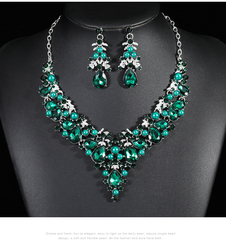 2022 New Necklace Set Women Two-Piece Alloy Elegant Bride Dress