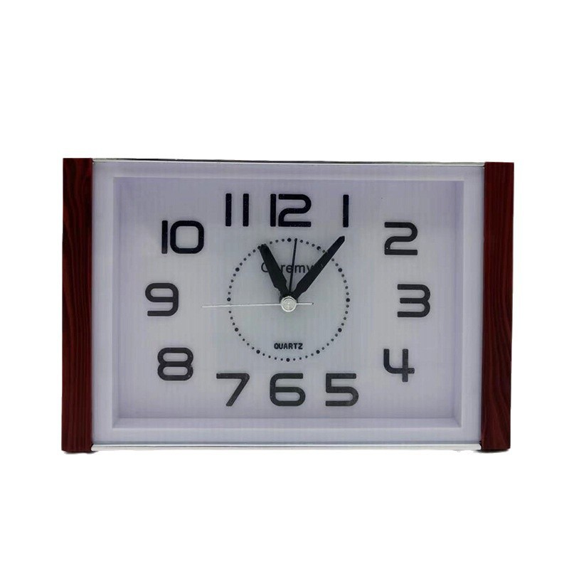 Factory Price Simple Square Large Alarm Clock Silent 3D Large Digital Scale Fake Wood Grain Frame