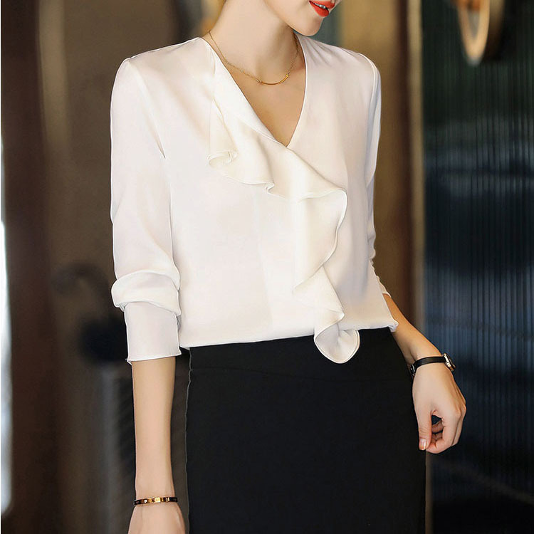 2026 Early Autumn New S536 Heavyweight Silk Shirt Women Ruffle Mulberry Silk Top