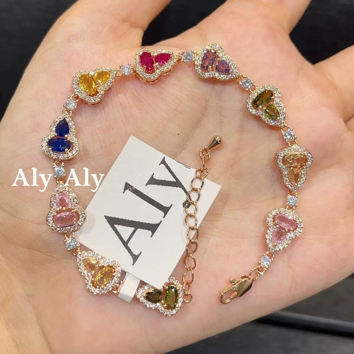 New Colorful Full Diamond Gourd Bracelet for Women Exquisite Bracelet Sweet Elegant Hand Jewelry