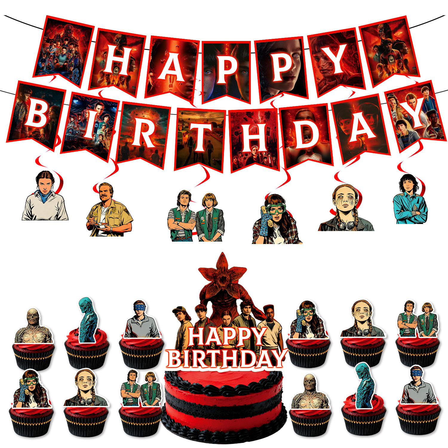 Stranger Things Theme Party Tableware Paper Plate Napkin Cake Decoration First Birthday Arrangement Supplies