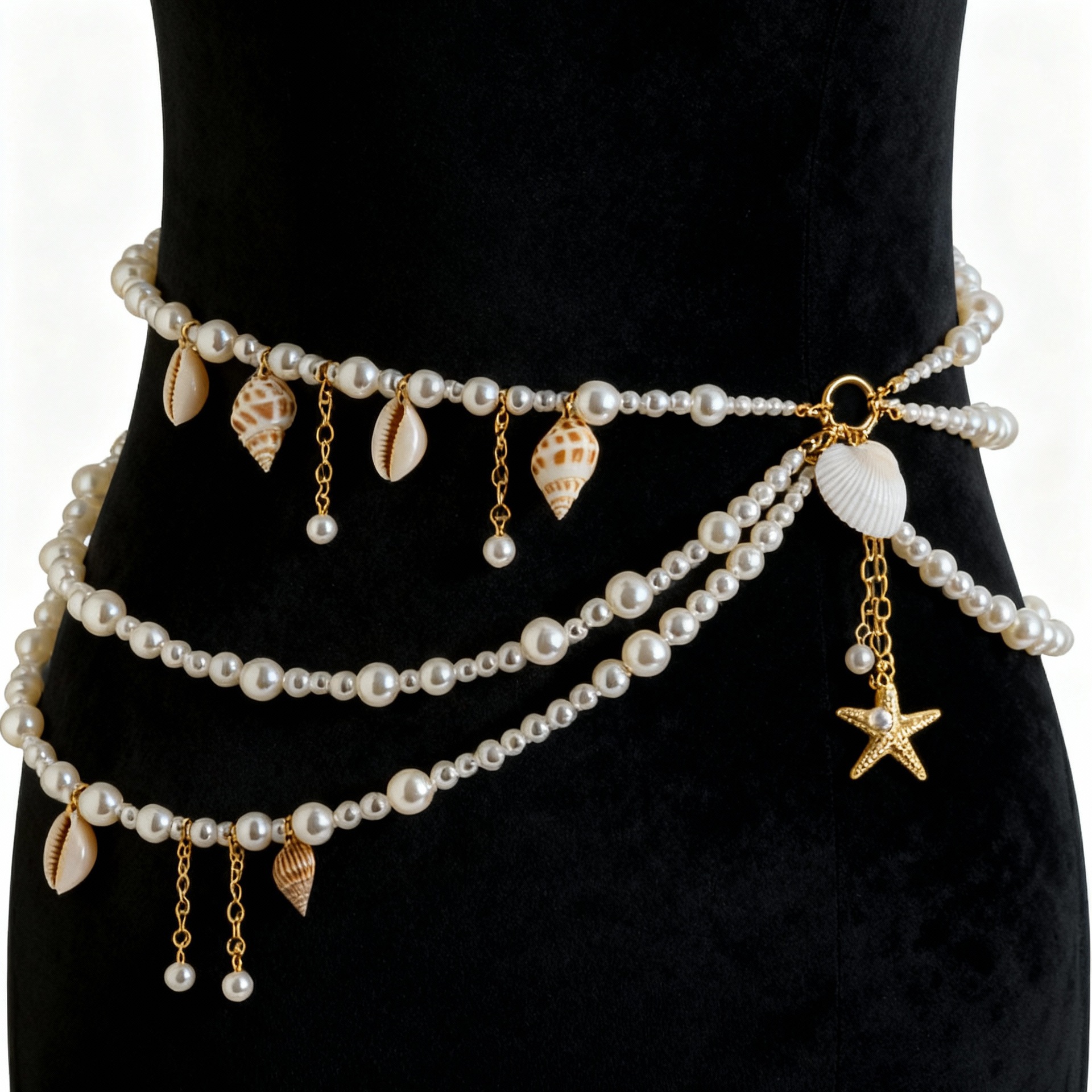 Beach Vacation Conch Shell Pendant Waist Chain Women Sexy Bikini Pearl Scallop Body Chain