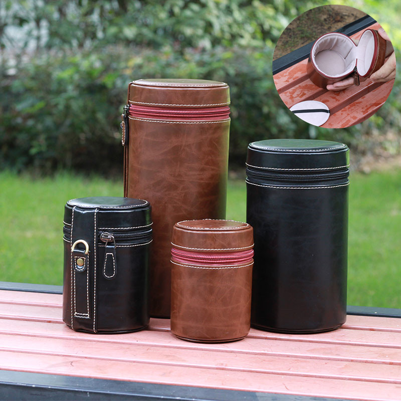 Lens tube for Canon Nikon Sony cameras Fujifilm mirrorless DSLR telephoto leather barrel Olympus short focus storage waist bag