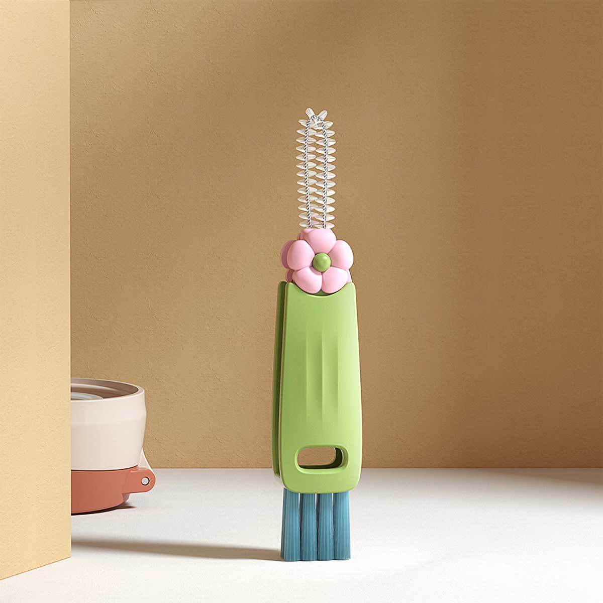 Petal Three-in-One Cup Lid Brush Household Multifunctional Gap Cleaning Brush Milk Bottle Thermos Cup Mouth Cup Brush