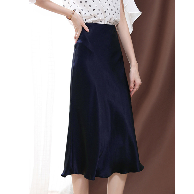 2026 Summer New S325 High Waist Pencil A-Line Skirt 19 Momme Silk Stretch Satin Satin Half Skirt