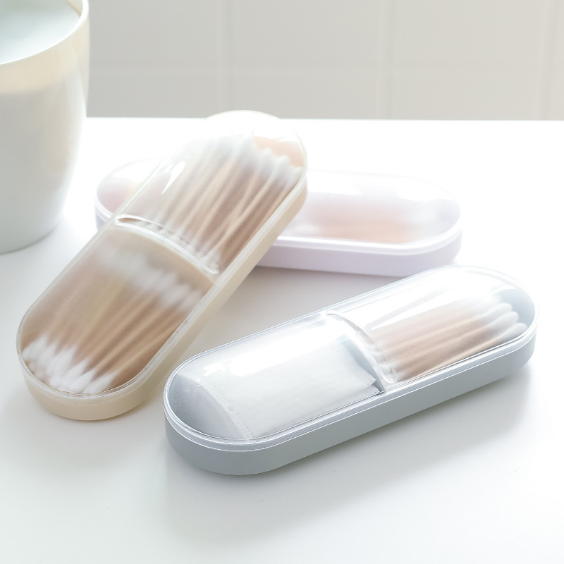 Dustproof storage box cotton swab toothpick double-layer partition storage box household storage box simple transparent visible portable