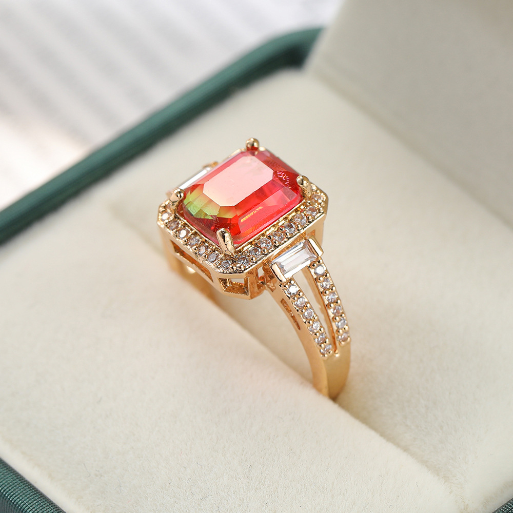 Independent Station Ring Couple Tourmaline Color Ring Men's and Women's Black Zircon Jewelry