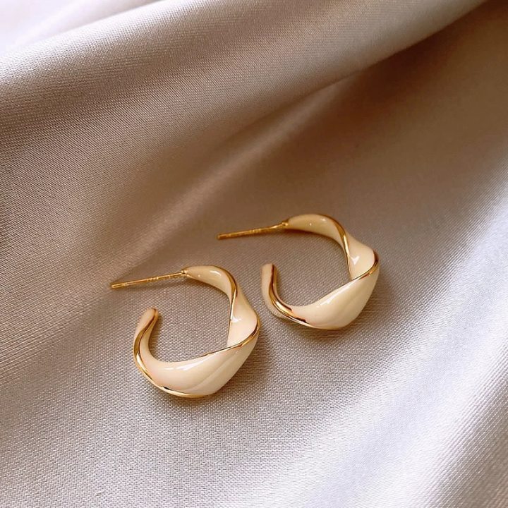 20#白色几何耳钉