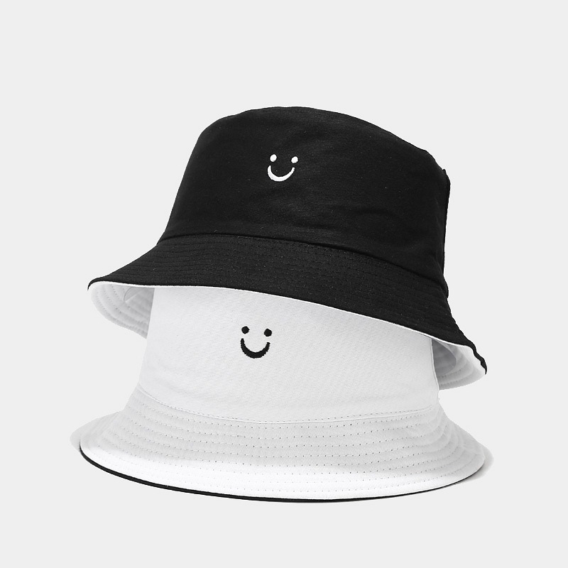 New Smiley Face Reversible Bucket Hat for Men and Women, Street Basin Cap, Travel Sun Hat, Couple Hat