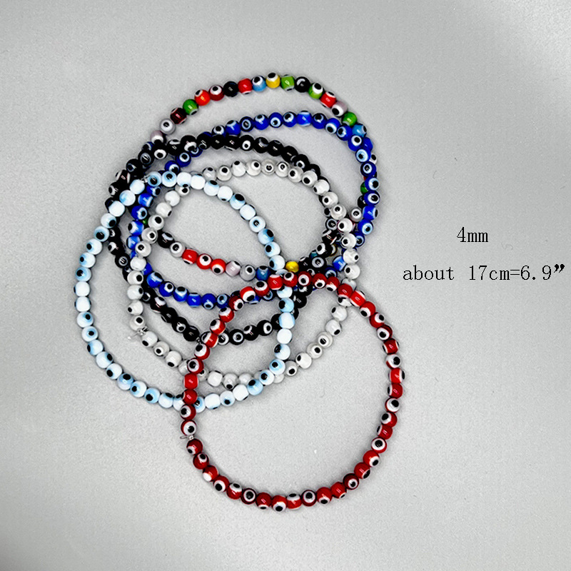 "Eye of the Devil" Glass Bead Stretch Bracelet—Handmade Beaded Jewelry
