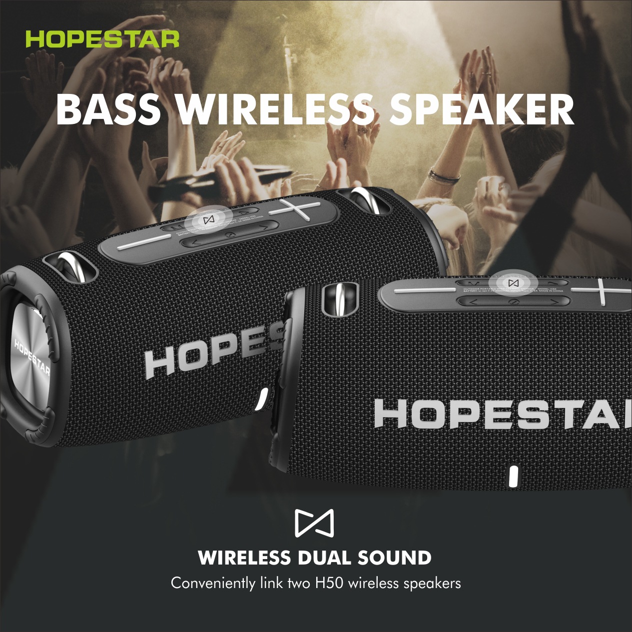 HOPESTAR H50 wireless Bluetooth speaker outdoor portable waterproof shoulder strap TWS card FM audio