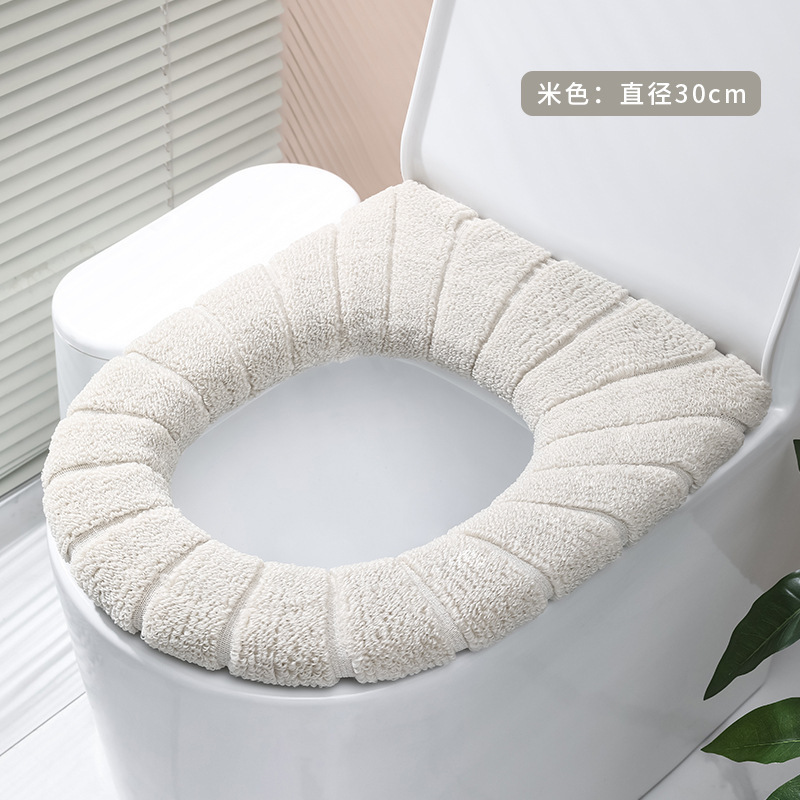 Four-season universal zipper plush toilet seat cover with handle household hotel B&B warm toilet seat cover