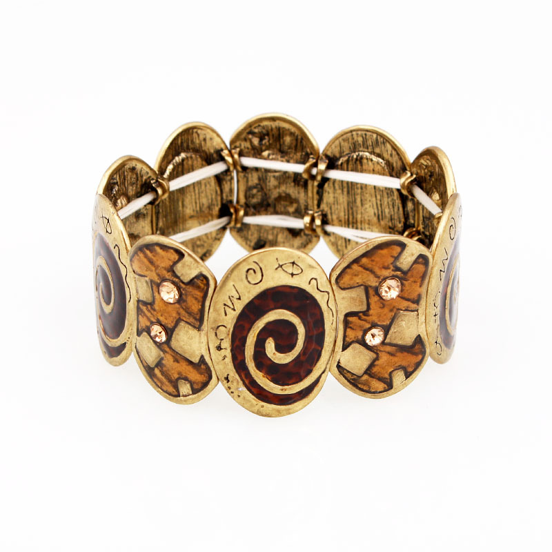 S39 Women's Elastic Oil Drop Bracelet Antique Bronze Enamel Color Bracelet Accessories
