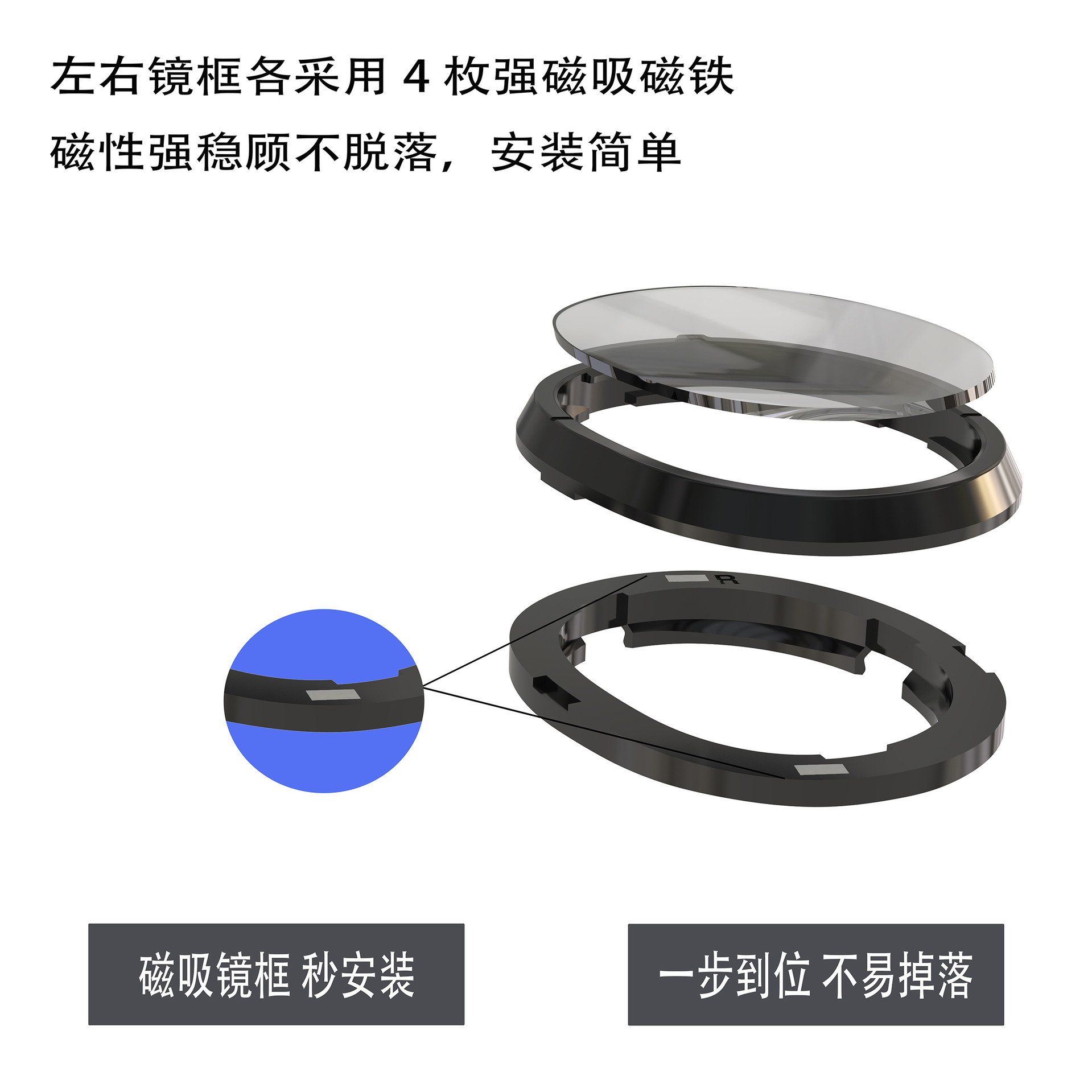 Compatible with Meta Quest 3 Magnetic Lens Frame Anti-blue Light Prescription Glasses VR All-in-one Quest3 Accessories