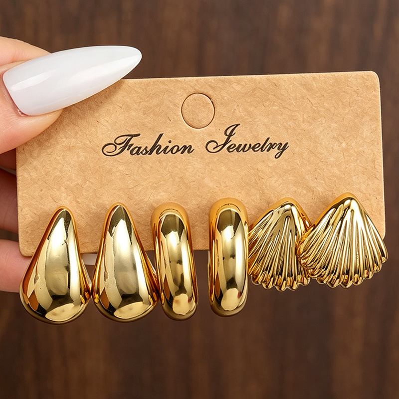 EZ5959 INS Style Simple Earrings Metal Earrings Women's Accessories Set