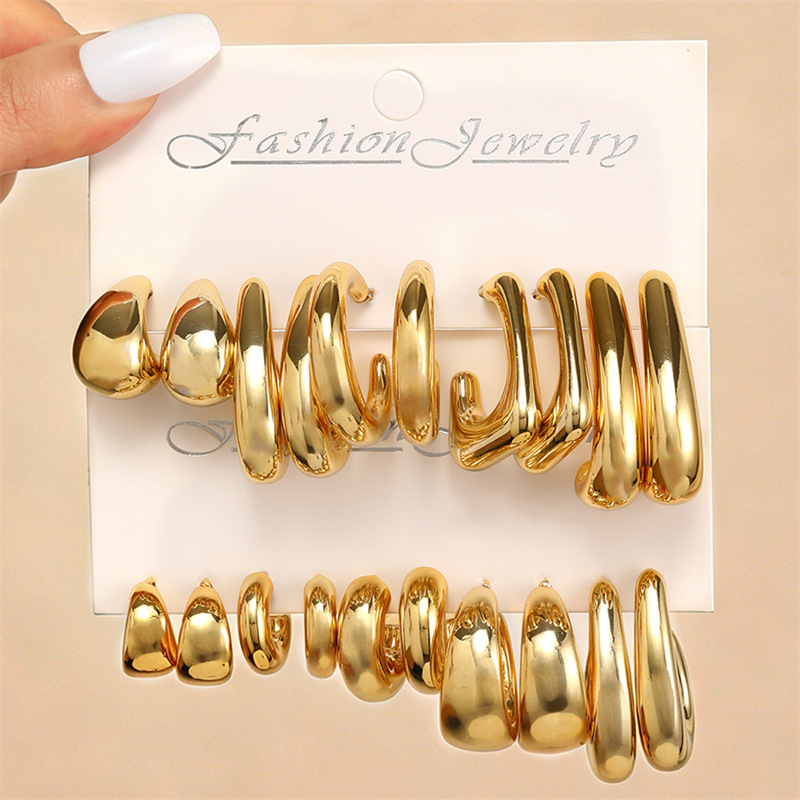 EZ5959 INS Style Simple Earrings Metal Earrings Women's Accessories Set