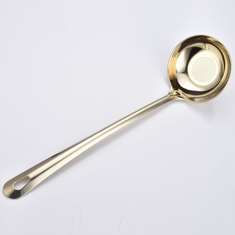 Stainless Steel Soup Spoon Home Kitchen Serving Spoon Beef Hot Pot Oil Residue Strainer Long-Handle Seasoning Large Spoon