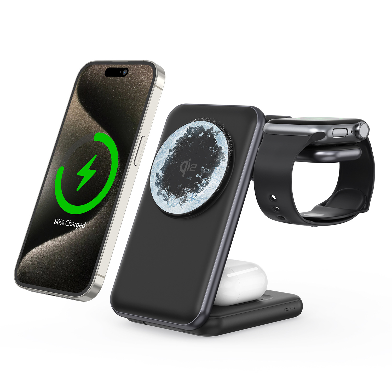 Qi2.2 three-in-one wireless charger with semiconductor cooling, foldable three-in-one wireless charger, suitable for Apple 17
