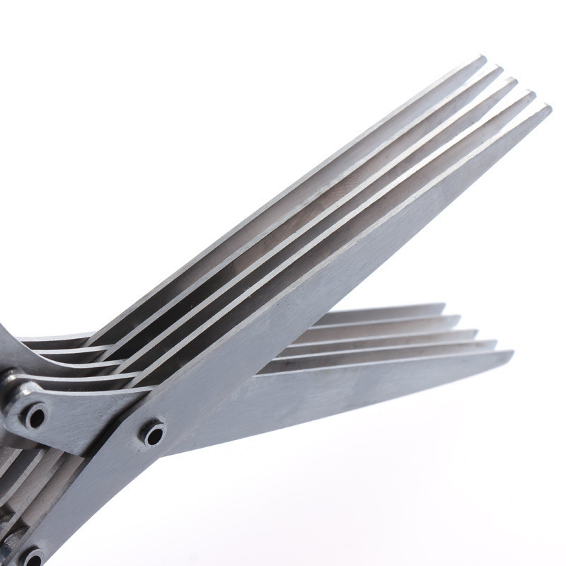 Design Stainless Steel Kitchen Scissors Multilayer Chive Scissors Spice Seaweed Crush Scissors Office Paper Shredding Scissors