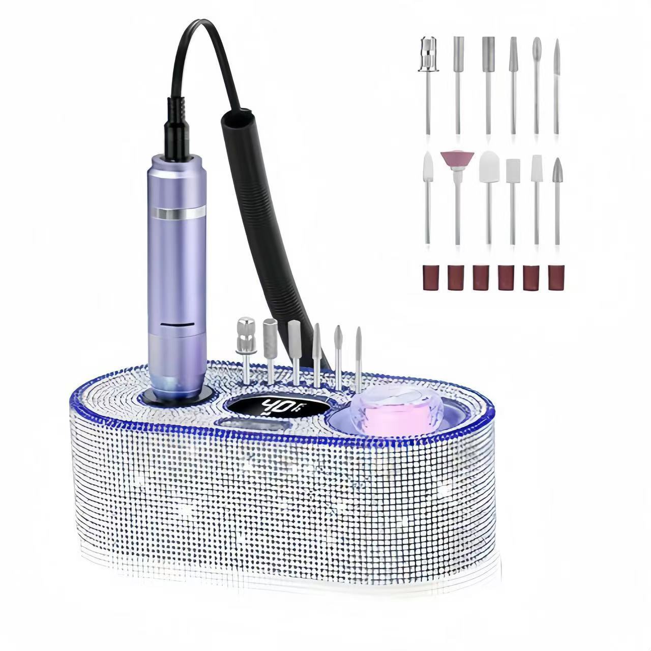 New Integrated Nail Drill Electric Nail Remover 45000 RPM No Heat Crystal Purple Light Breathing