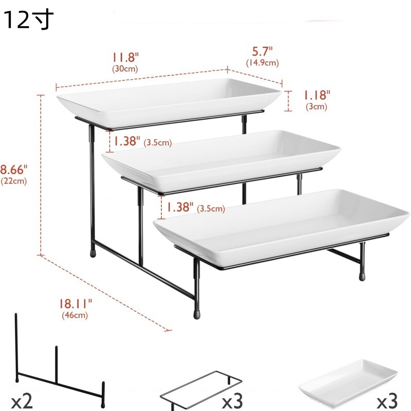 Three-tier fruit plate tray, hotel dessert stand, self-service display stand, dessert plate, multi-layer