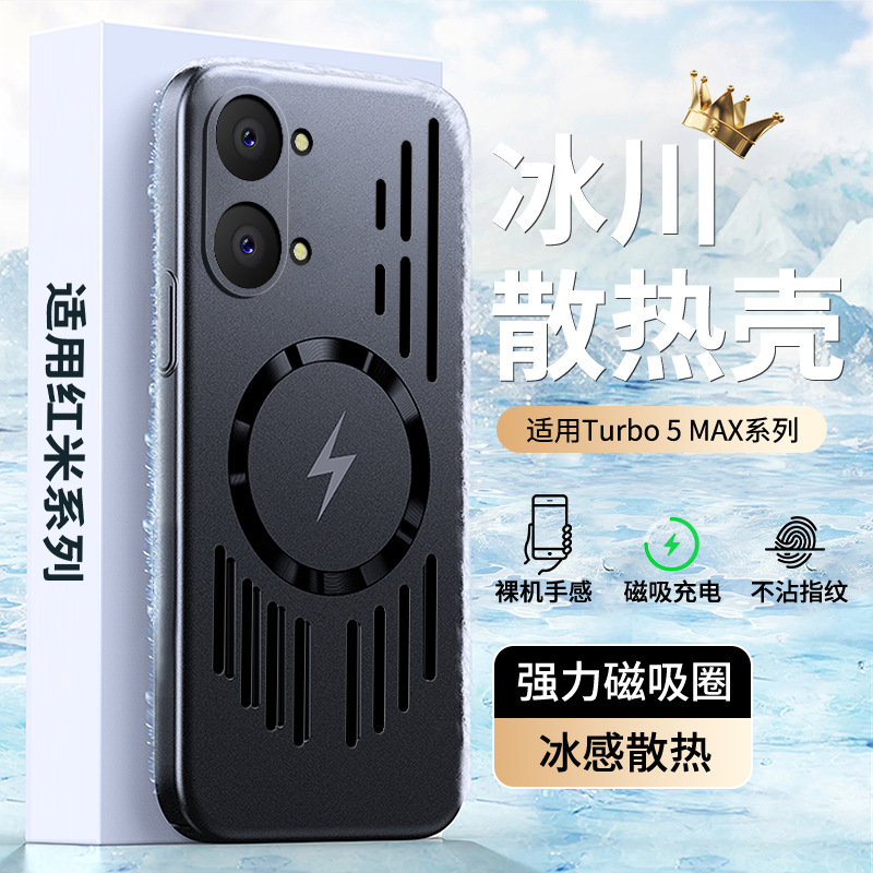 Applicable to Redmi Turbo5Max ultra-thin hollow heat dissipation phone case turbo5 magnetic protective case pocoX8pro