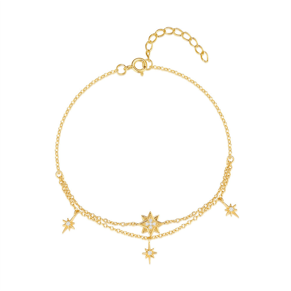 925 sterling silver octagonal star diamond-set bracelet hand jewelry niche bracelet