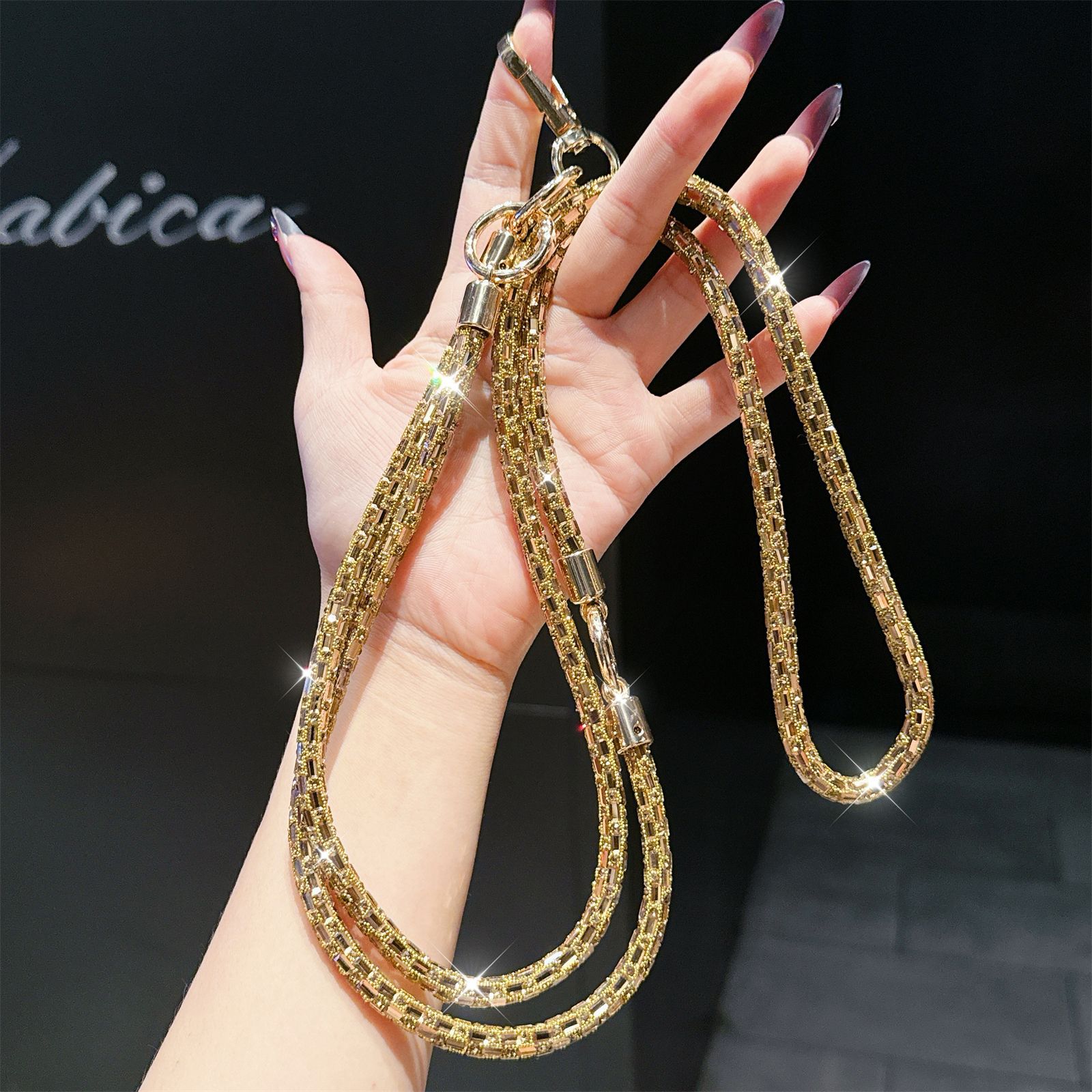 3-in-1 Rhinestone Crossbody Lanyard Sparkle Diamond Bracelet Necklace Multi-function Chain