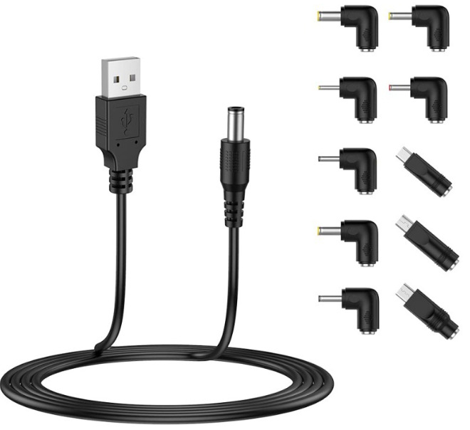 USB power boost cable 5V to DC9V/12V step-up converter cable with 8 DC tips multi-function voltage conversion cable