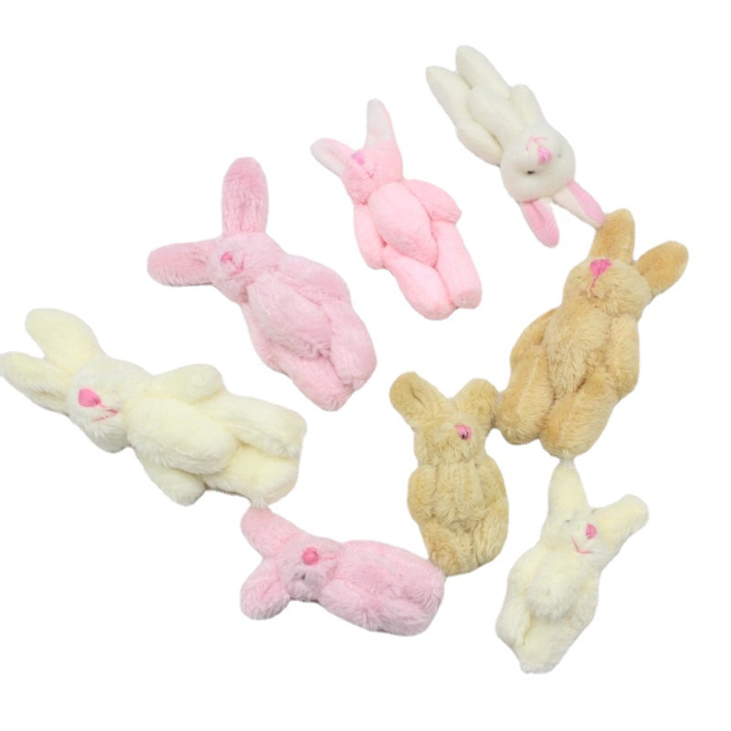 Plush Jointed Rabbit Long Hair Rabbit Plush Charm Wedding Decoration DIY Handmade Accessories Cloth Doll