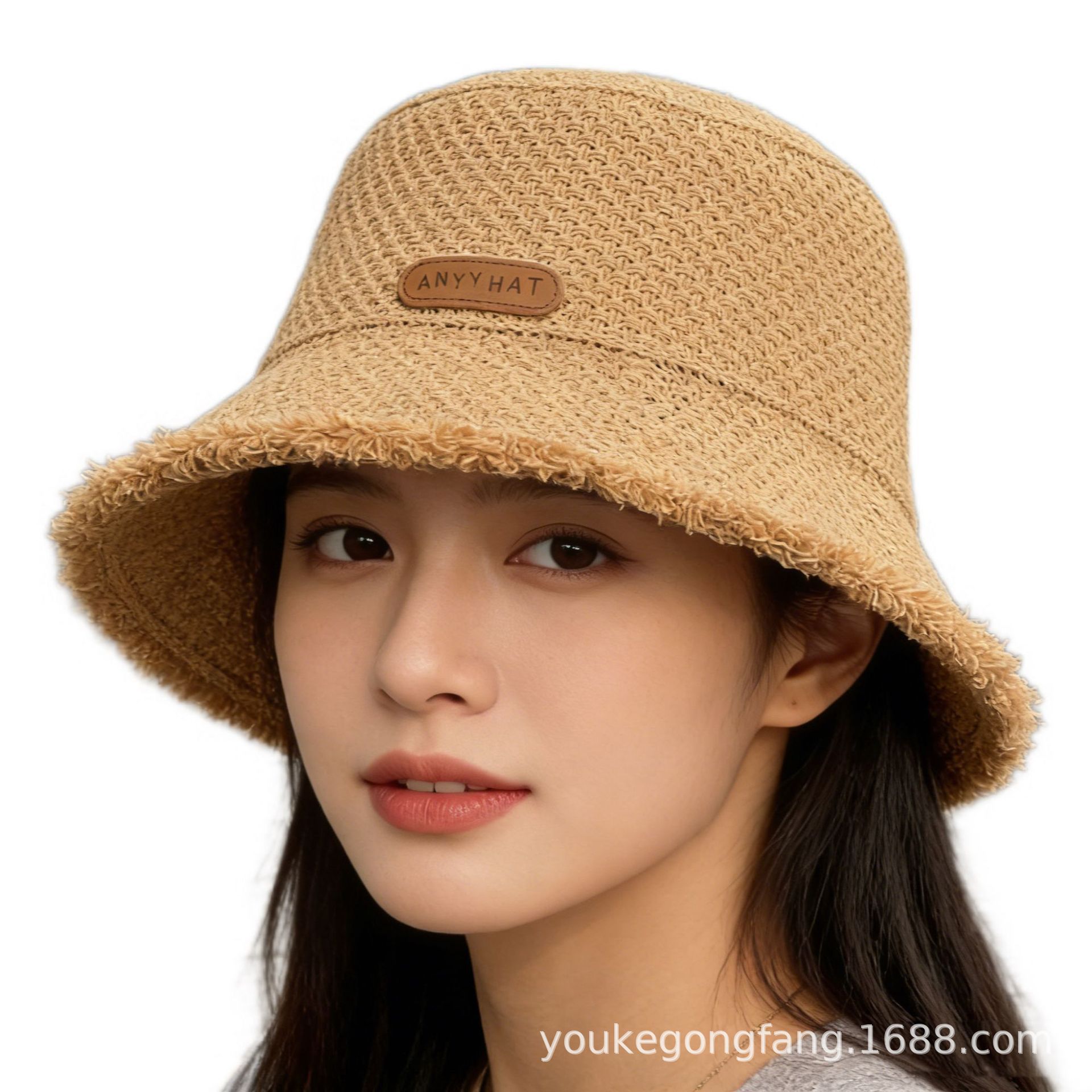 New Straw Woven Fisherman Hat Summer Outdoor Seaside Breathable Sun Protection Hat for Women Face Slimming