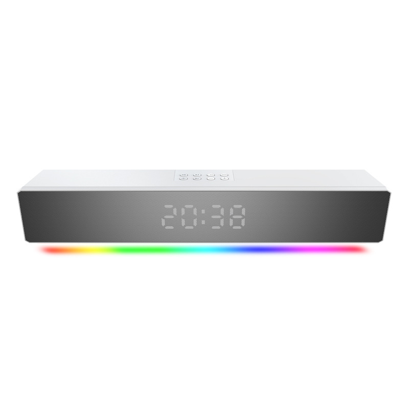 Custom new Bluetooth speaker with clock alarm, supports TF card USB, hands-free, long-strip soundbar stereo