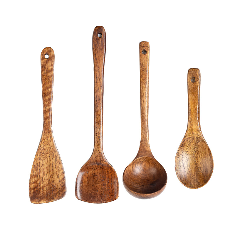 Natural Wood Lacquer Home Wooden Spatula Long Handle Wooden Spatula Non-stick Pan Stir-fry Spatula Long Handle Soup Spoon