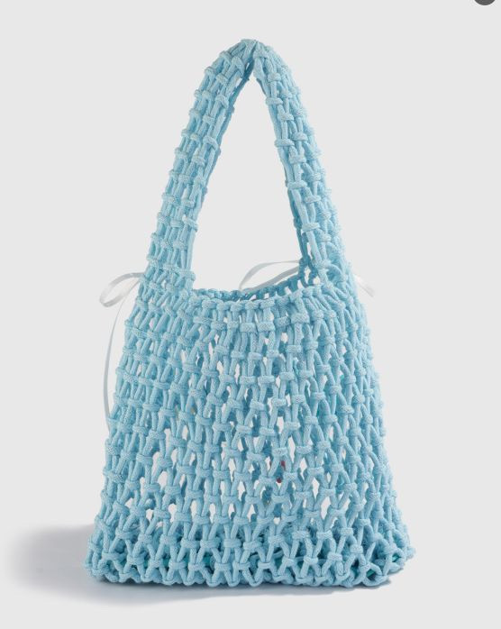 Daily simple cotton mesh handbag, hollow woven handbag, fresh colorful woven handbag