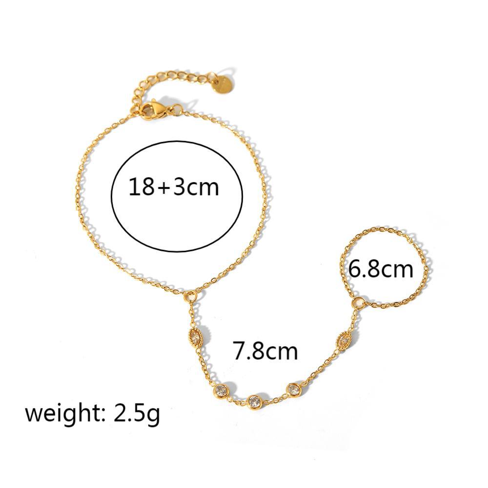 Stainless steel chain bracelet women's connected finger chain hand jewelry