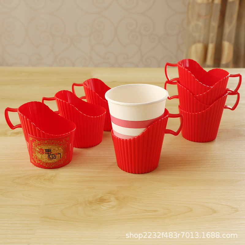Disposable paper cup holder, thickened plastic cup sleeve, anti-scald heat-insulating paper cup holder, universal base cup 773
