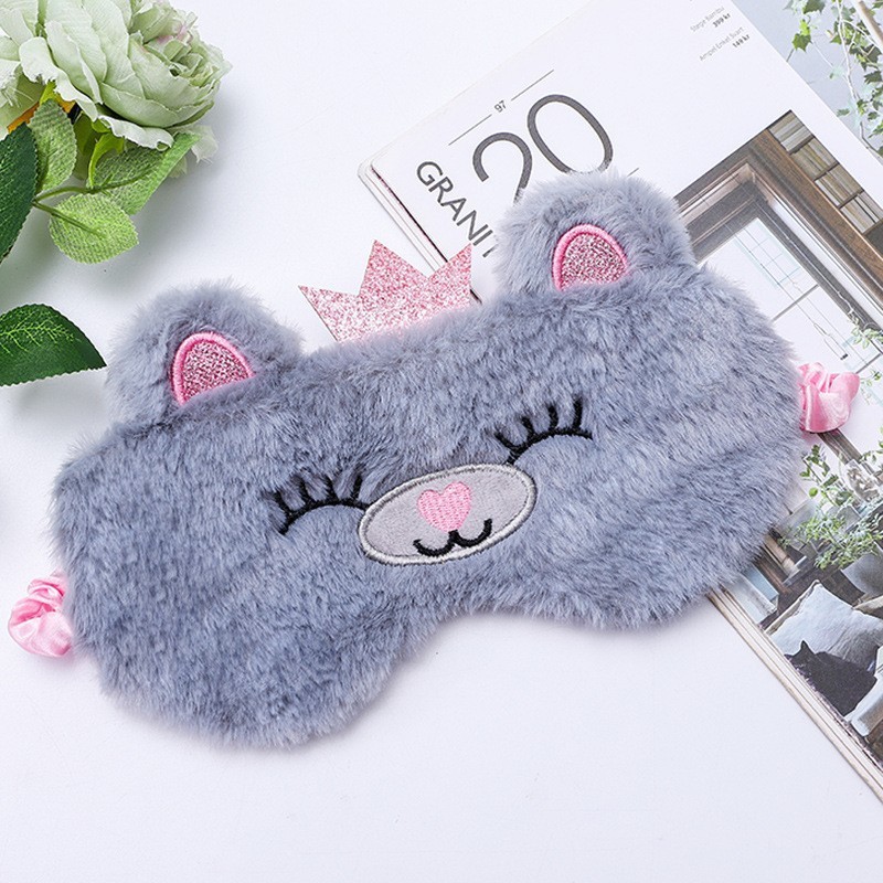 New cartoon cute plush eye care sleep eye mask, cute cat anime design, ice compress eye mask